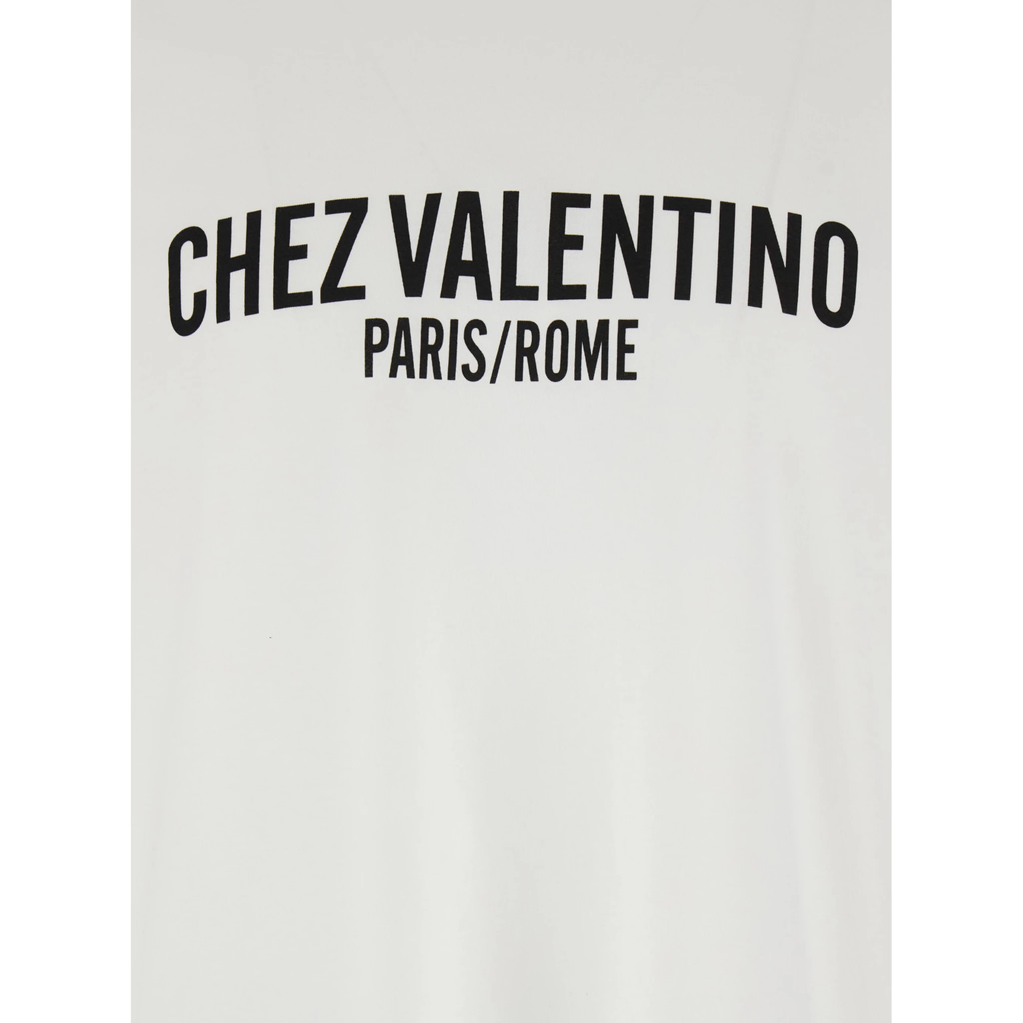 Chez White Crewneck T-Shirt with Maxi Logo Print on the Front in Cotton Man