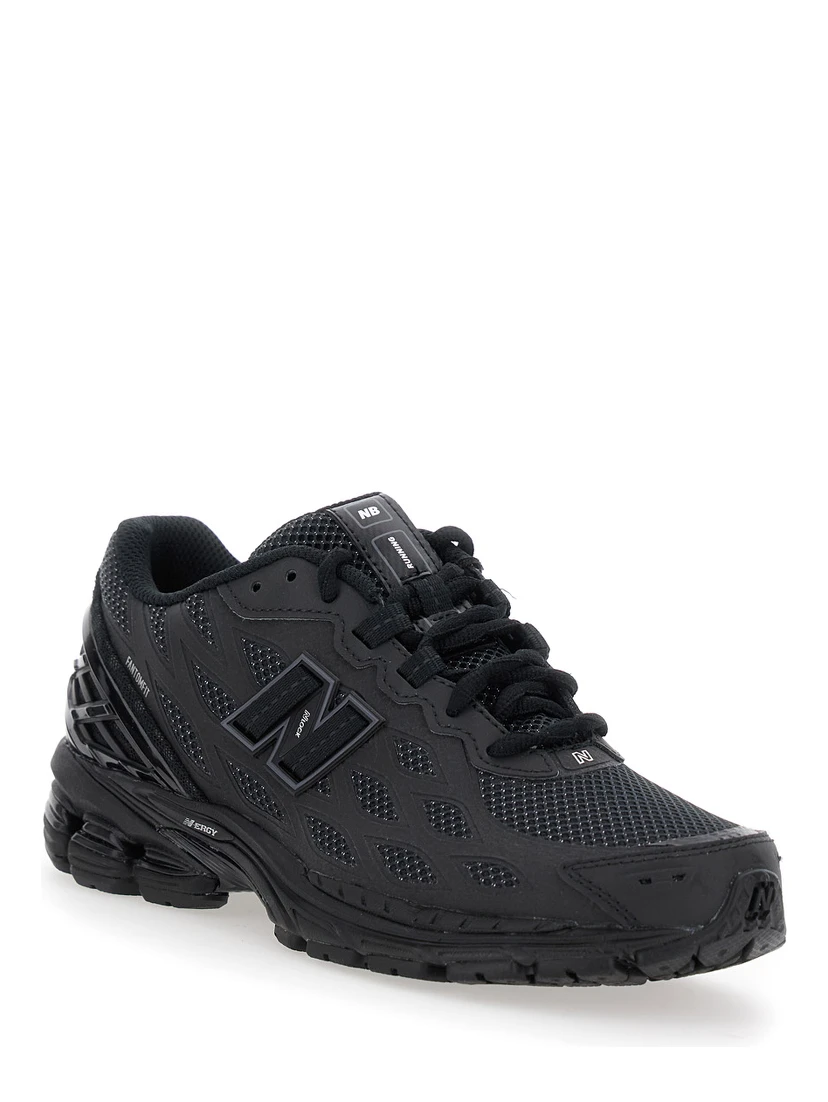 1906 Black Sneaker with Mesh Design and Side Logo in Tech Fabric Unisex