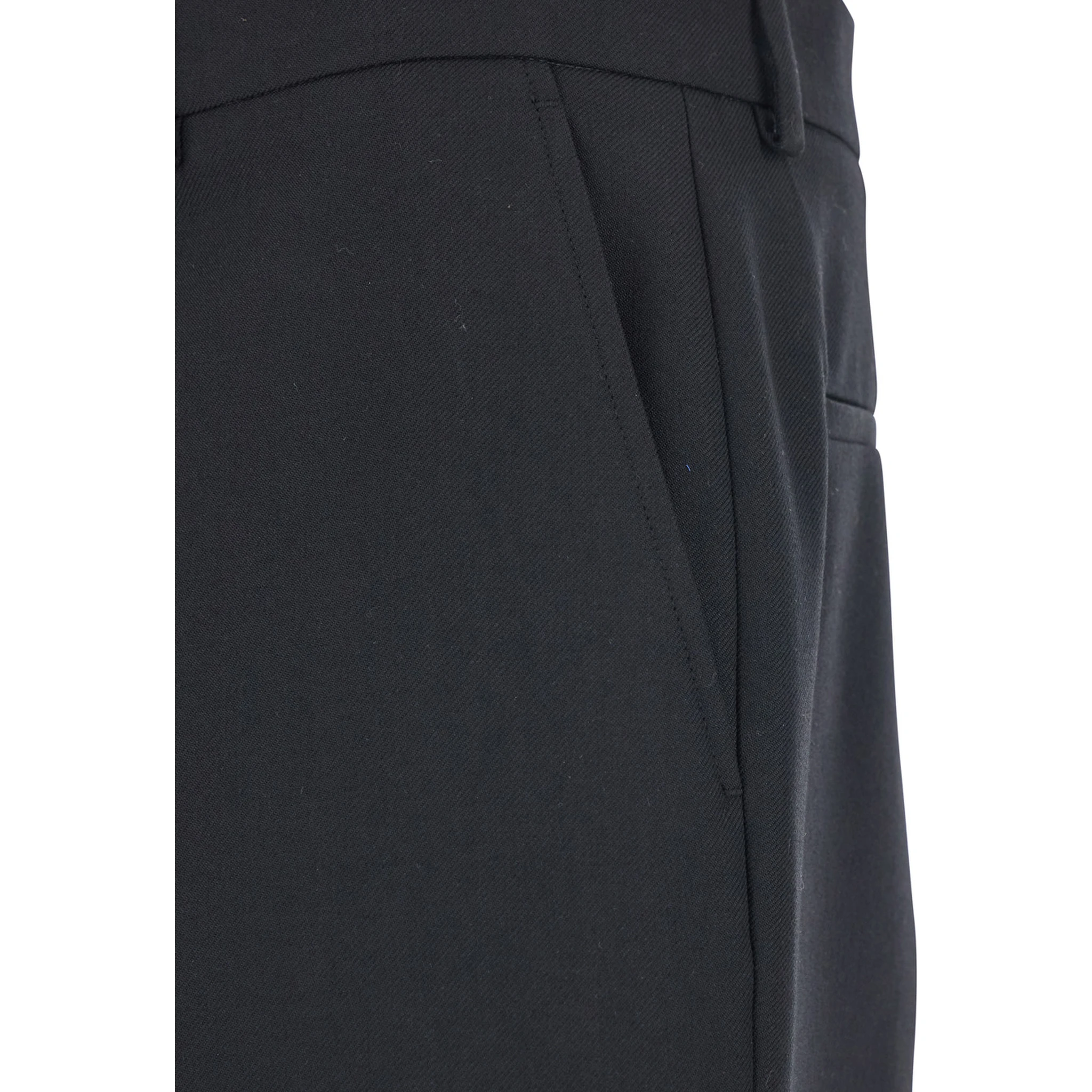 Black Pants with Belt Loops and Flared Leg in Wool Blend Man
