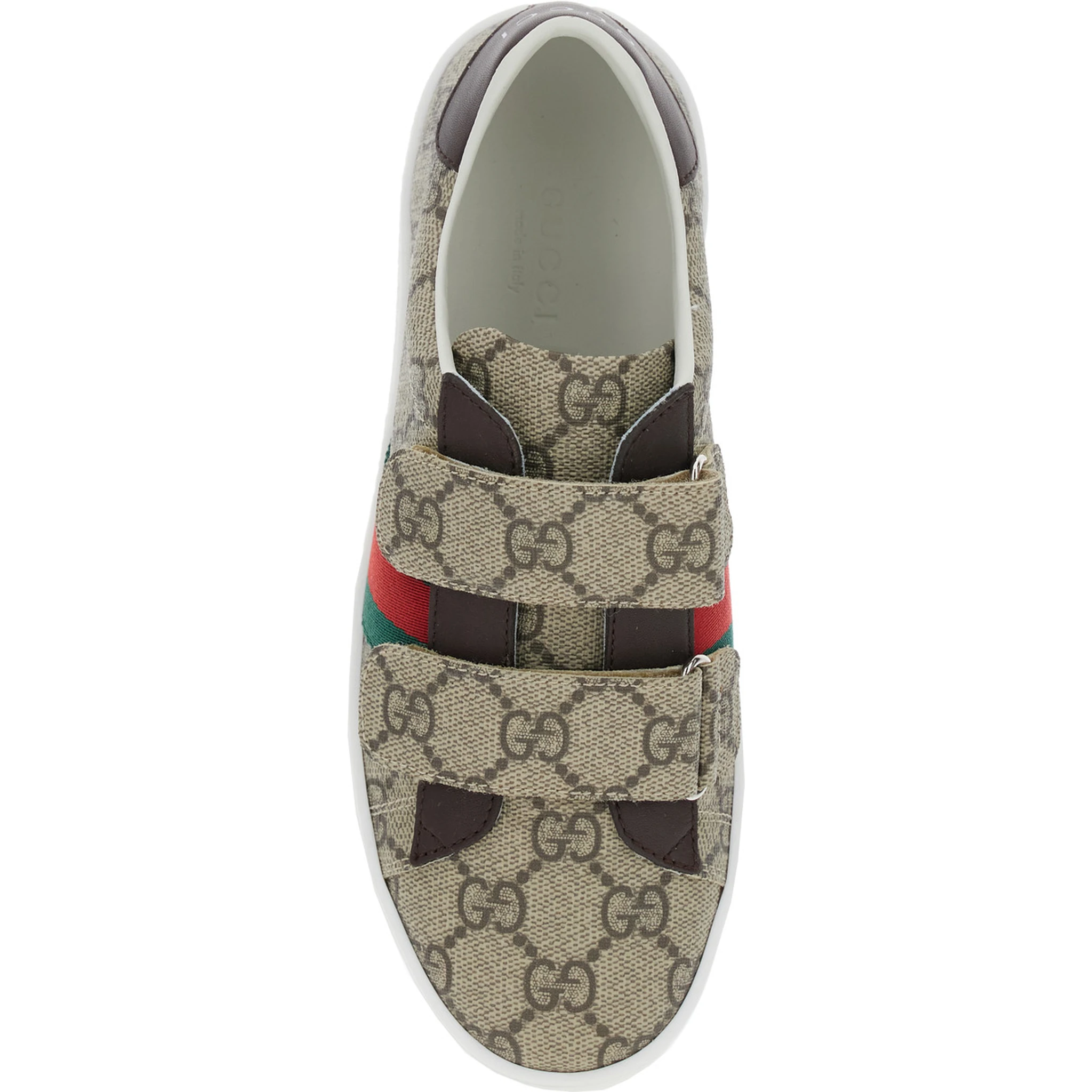 Beige Low-Top Sneaker with All-Over GG Motif in Fabric Woman