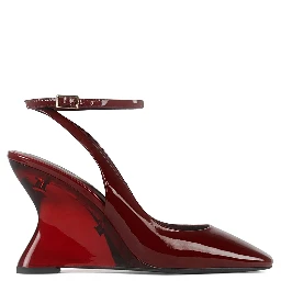 Favrile Bordeaux Wedges with Strap Closure and Square Toe in Leather Woman