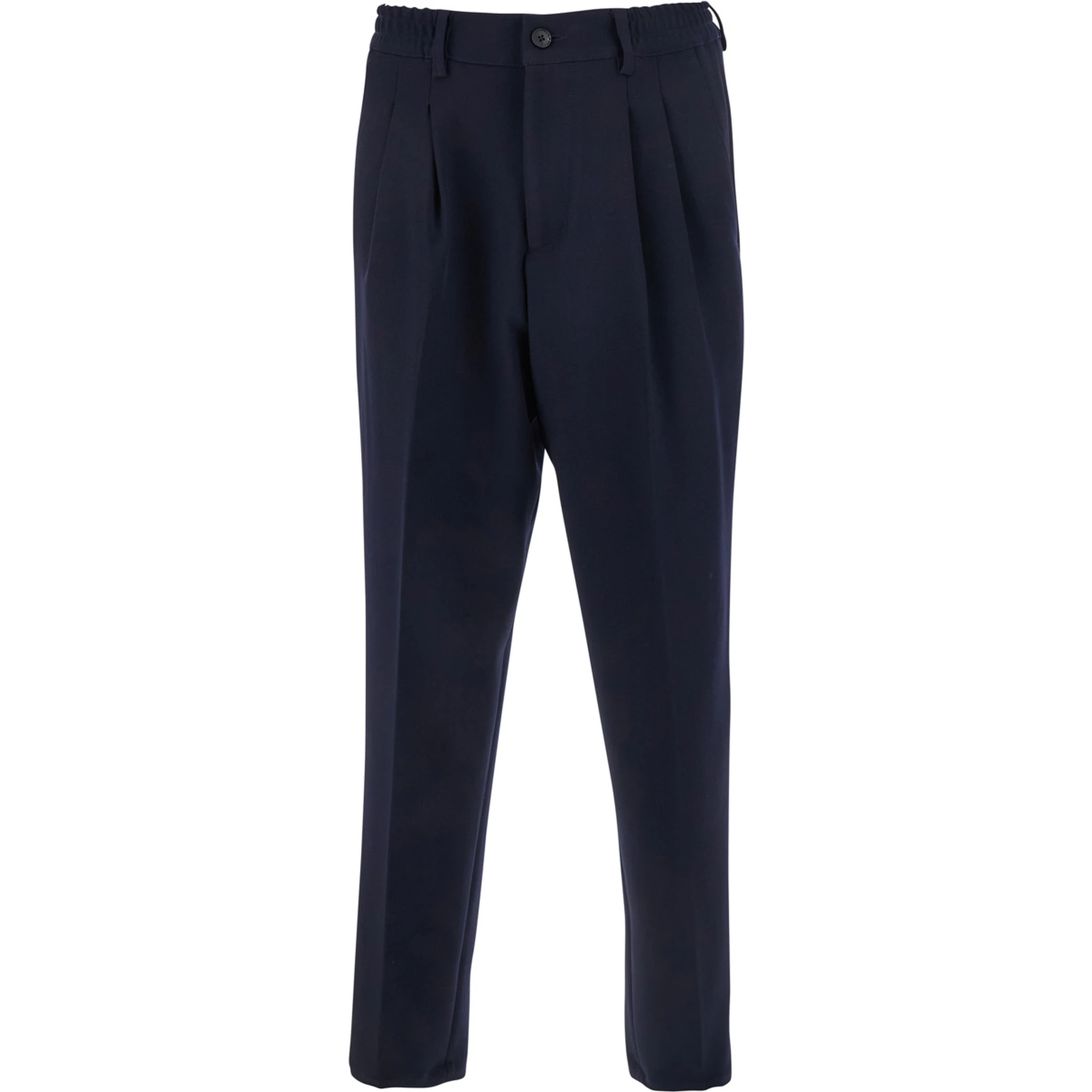 Blue Pants with Elastic Waist and Belt Loops in Cotton Man