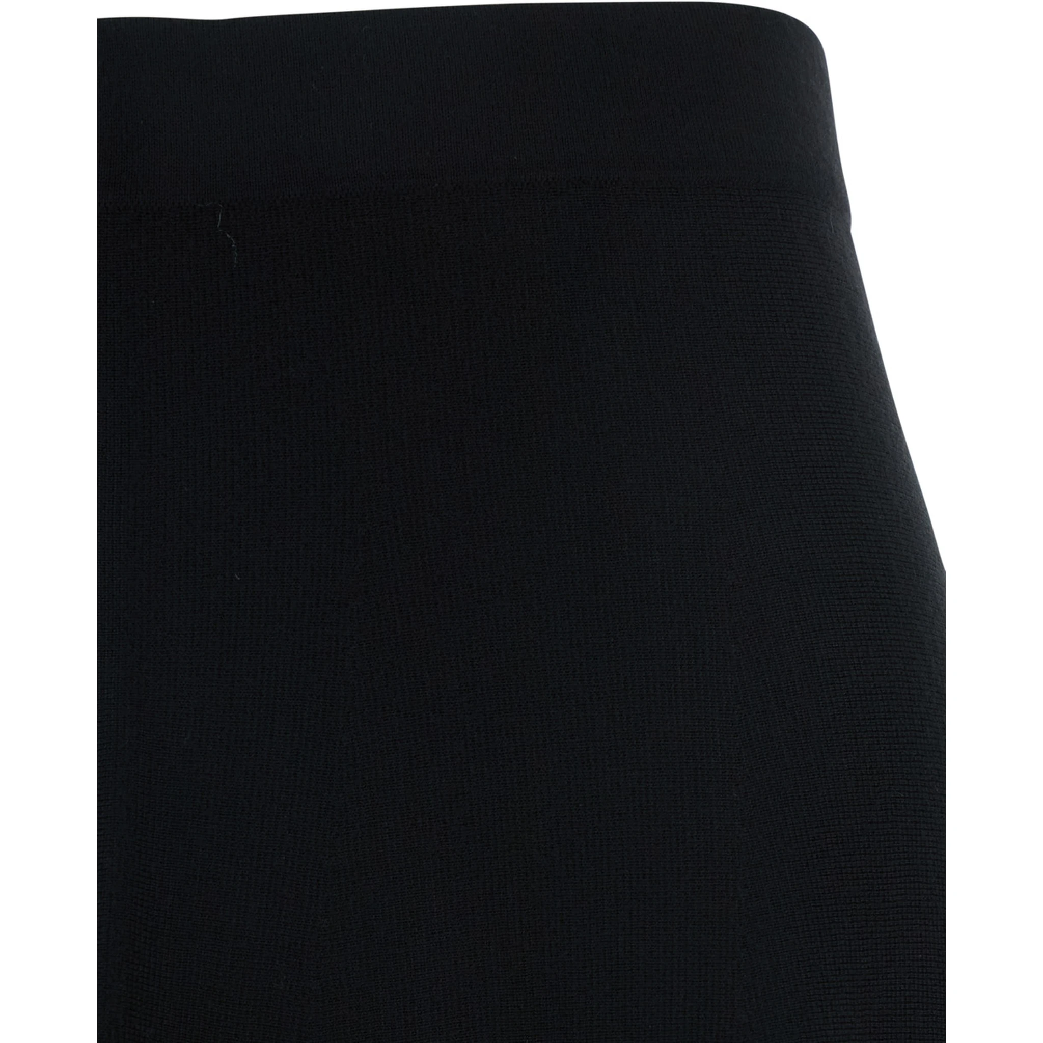 Black Knitted Skirt with Flared Design in Wool Woman