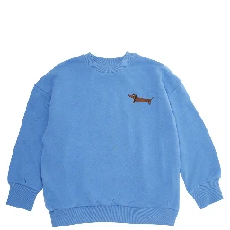 Light Blue Crewneck Sweatshirt with Print on the Front in Cotton Boy