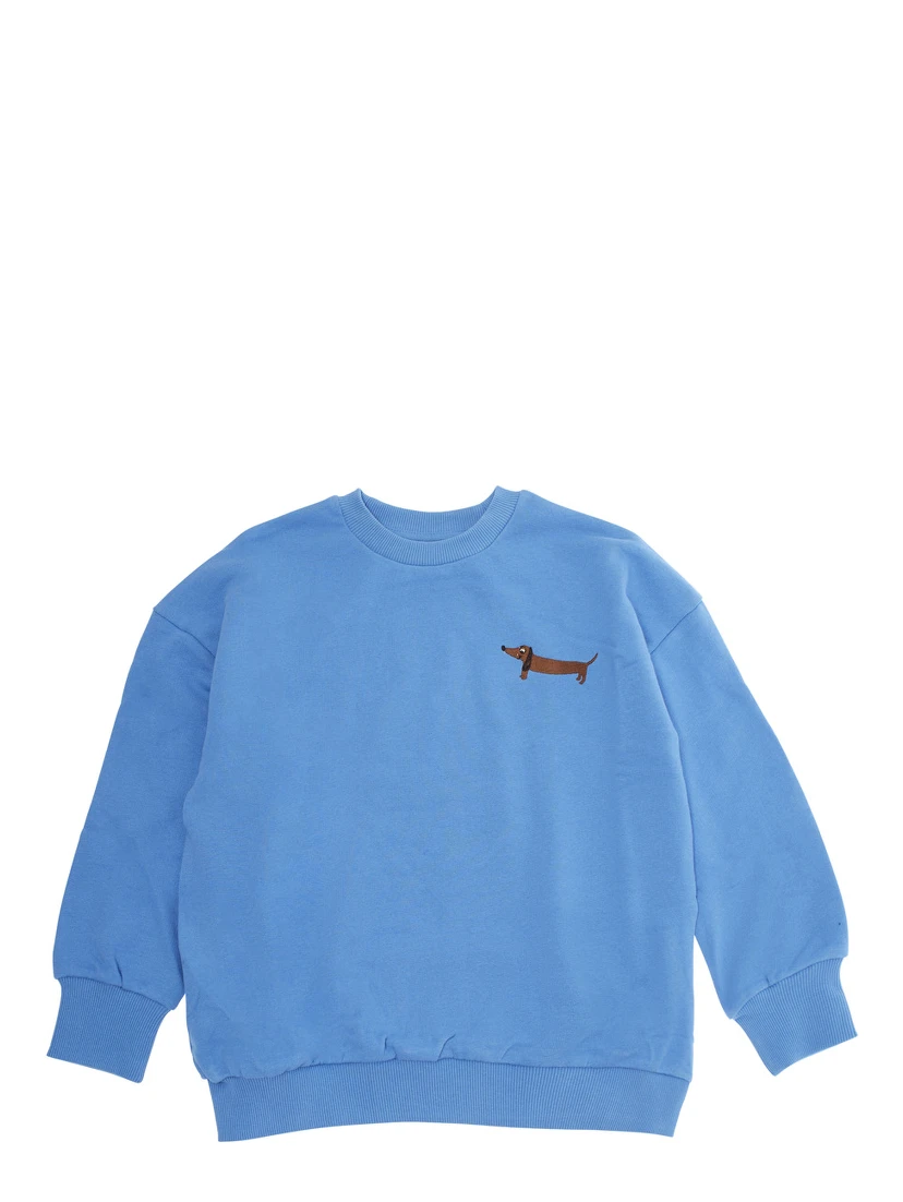 Light Blue Crewneck Sweatshirt with Print on the Front in Cotton Boy