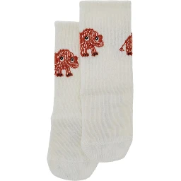 White Socks with Anti Slip Details and Embroidery on the Front in Cotton Boy