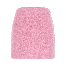 Pink Mini Skirt with Hidden Side Closure in Fabric Woman