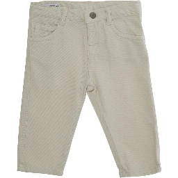 Beige Pants with Logo Embroidery on the Rear in Cotton Boy