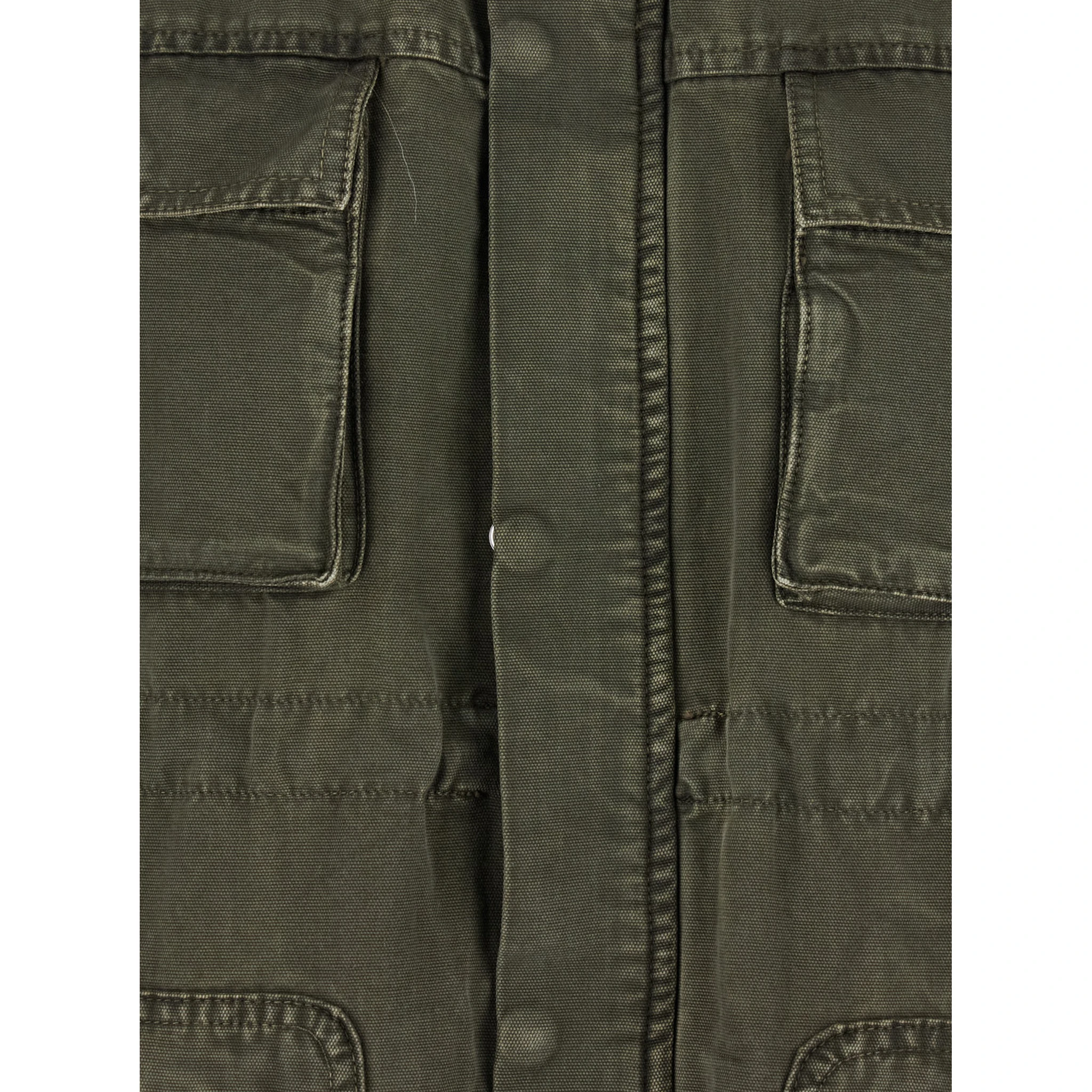 Green Long Coat with Removable Fur Detail in Cotton Woman