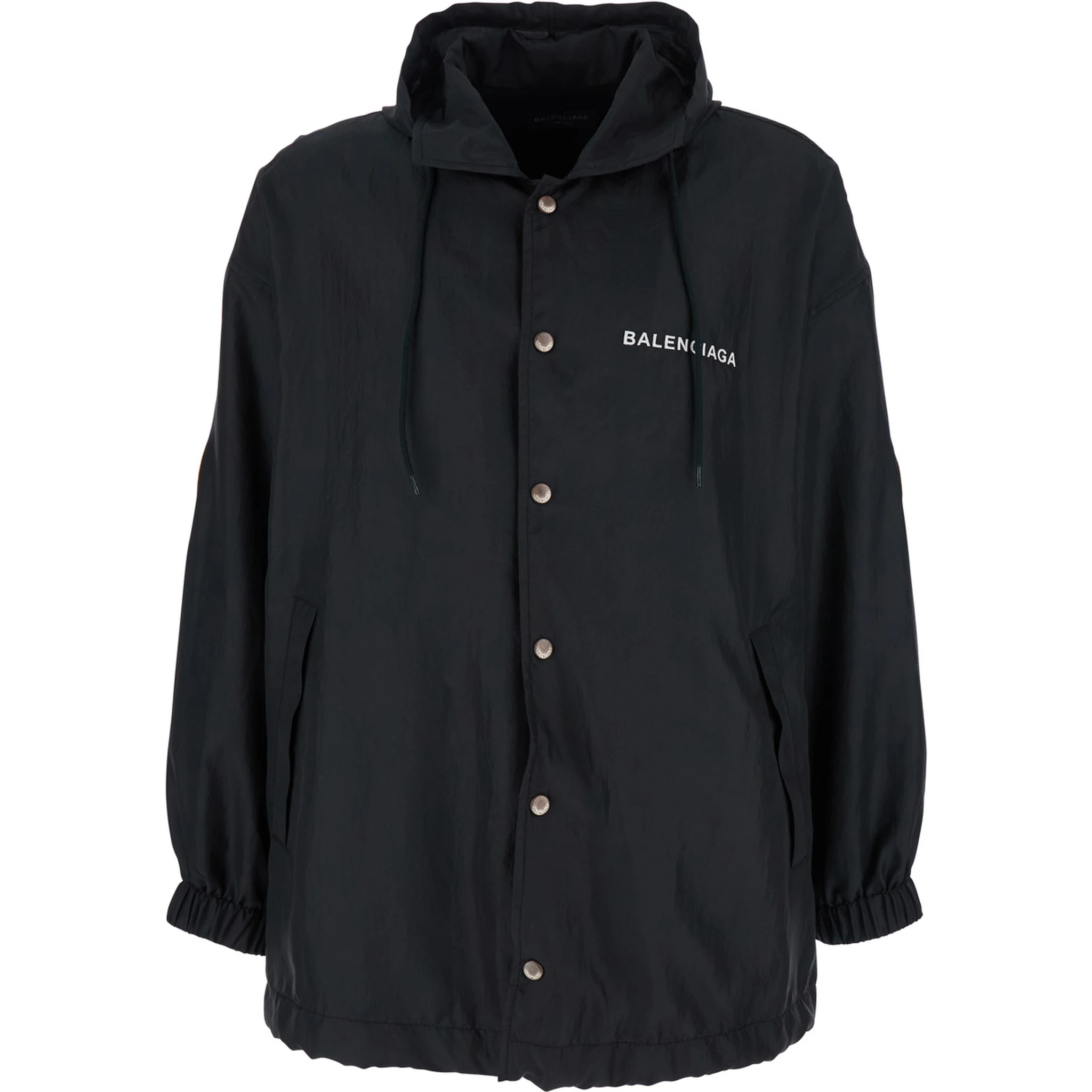 Black Jacket with Logo Lettering on the Front and Logo Patch on the Elbow in Tech Fabric Man