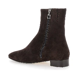 Aiglon Brown Boots with Logo Embroidery on the Side and Zip Closure on the Side in Suede Woman