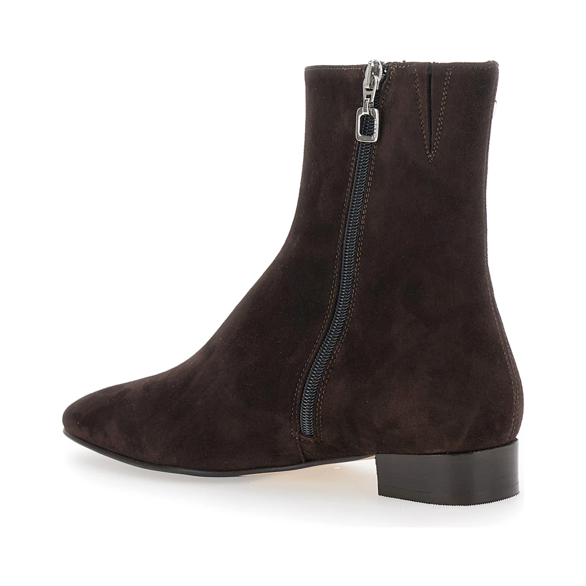 Aiglon Brown Boots with Logo Embroidery on the Side and Zip Closure on the Side in Suede Woman