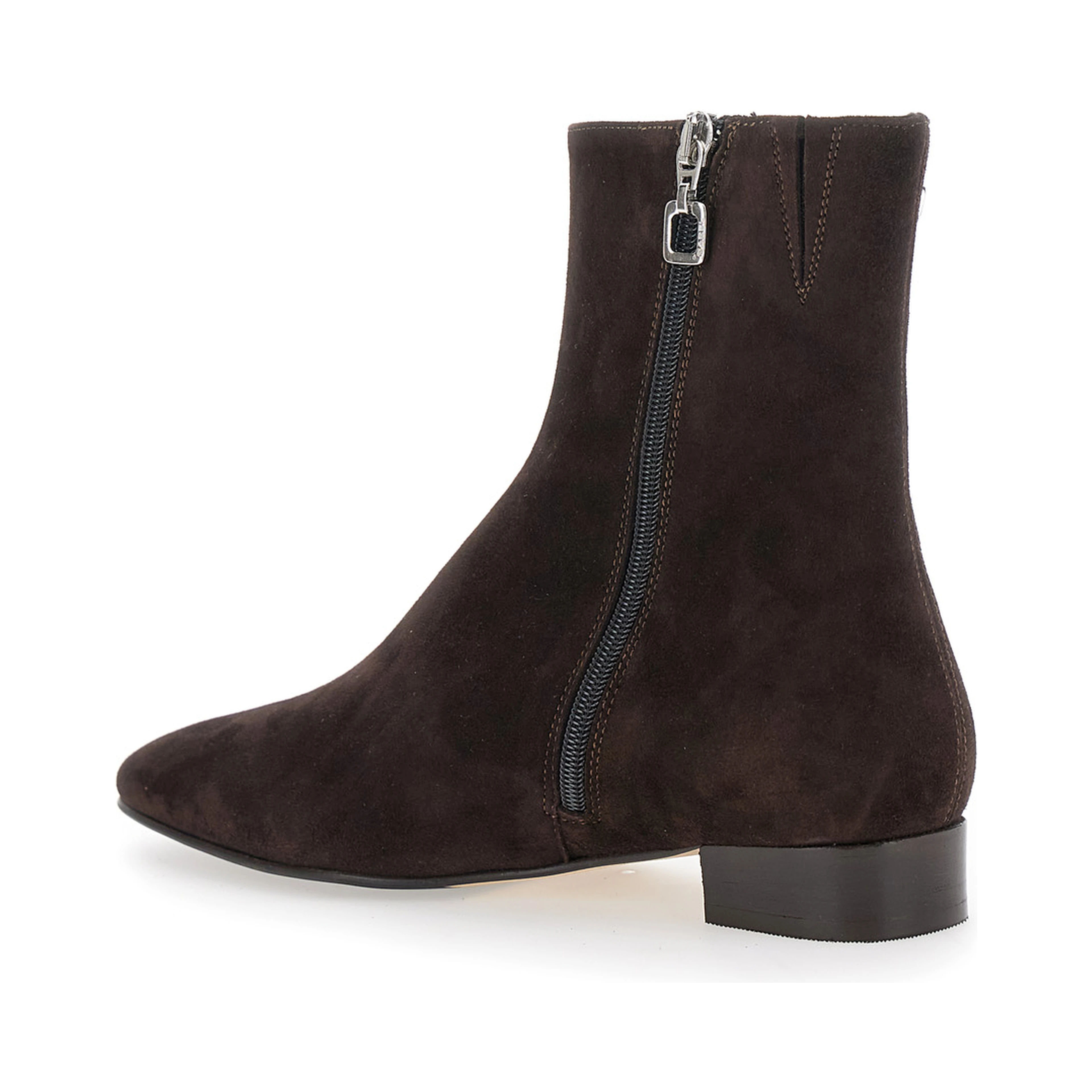 Aiglon Brown Boots with Logo Embroidery on the Side and Zip Closure on the Side in Suede Woman
