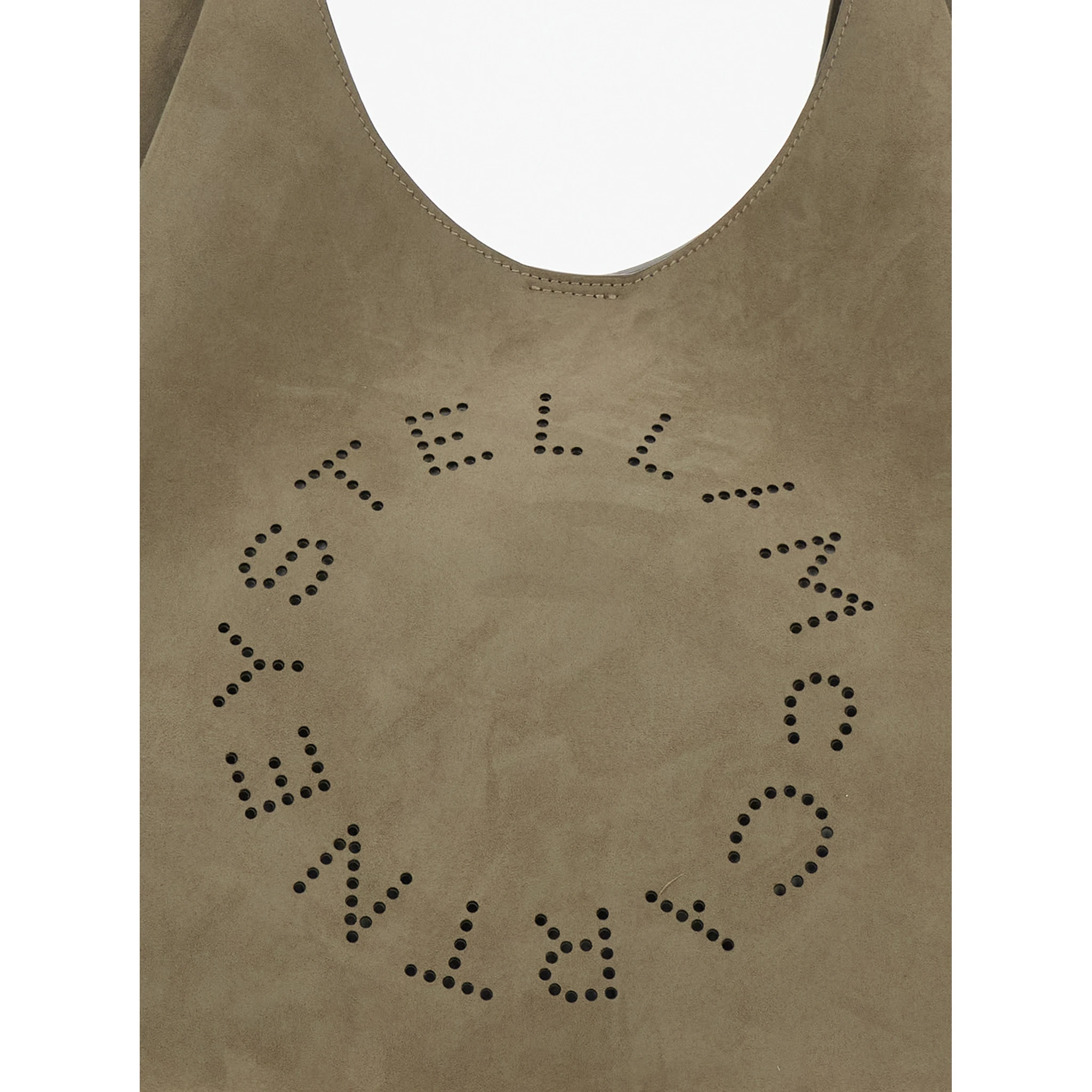 Beige Shoulder Bag with Maxi Logo Lettering on the Front in Ecosuede Woman