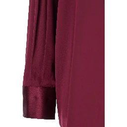 Bordeaux Shirt with Classic Collar in Silk Stretch Woman