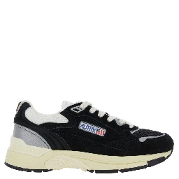 Hyperway Black Low Top Sneakers with Logo Patch on Tongue and Side in Suede and Mesh Woman