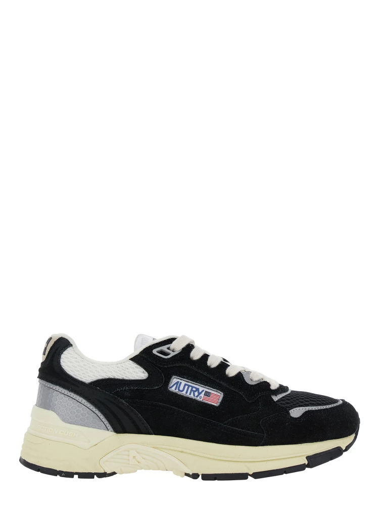 Hyperway Black Low Top Sneakers with Logo Patch on Tongue and Side in Suede and Mesh Woman
