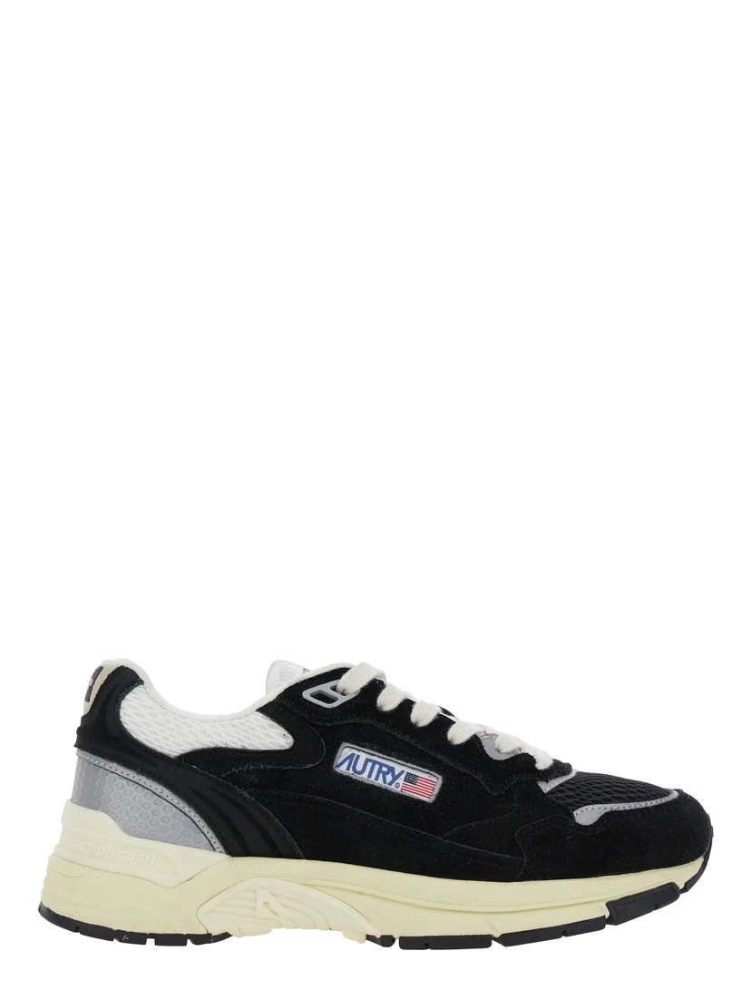 Hyperway Black Low Top Sneakers with Logo Patch on Tongue and Side in Suede and Mesh Woman