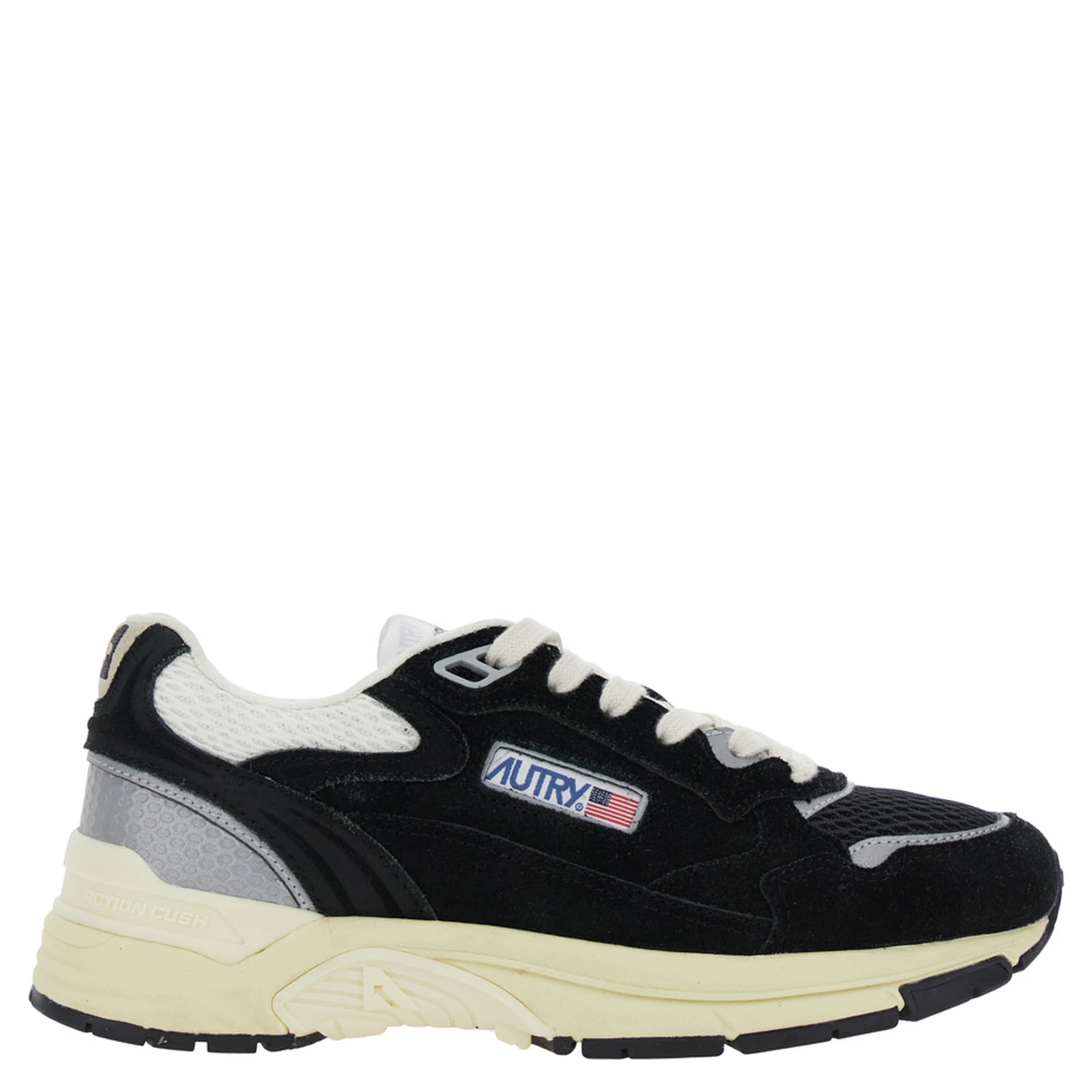 Hyperway Black Low Top Sneakers with Logo Patch on Tongue and Side in Suede and Mesh Woman