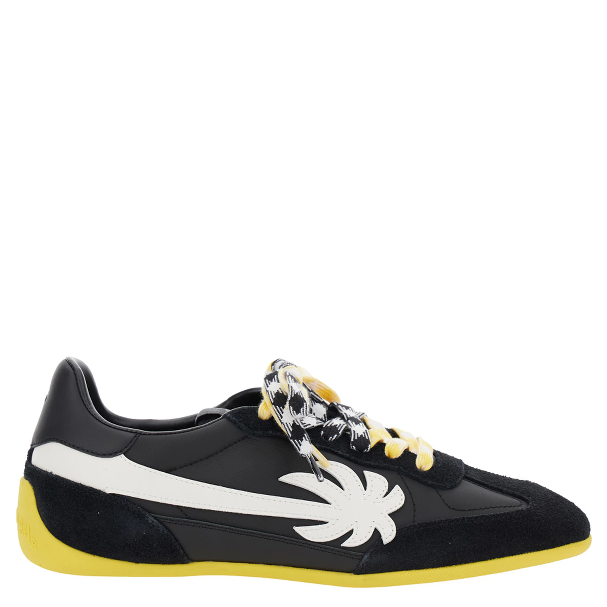 Pa 5 Black Low Top Sneakers with Logo Patch on the Tongue and Contrasting Heel with Logo in Leather Man