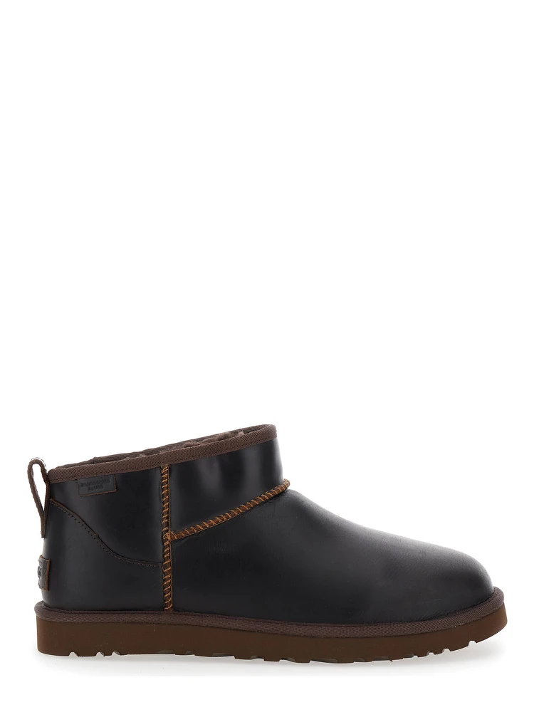 Classic Ultra Mini Brown Boots in Leather Man