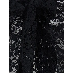 Bohemia Black Skirt with Fringed Hem and All-Over Lace Embroidery in Tech Fabric Stretch Woman