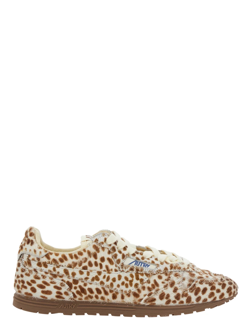 Windspin Low Multicolor Sneaker with Logo on the Side and Animalier Motif in Suede Woman