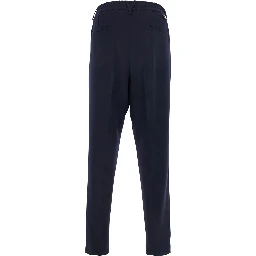 Blue Pants with Elastic Waist and Belt Loops in Cotton Man