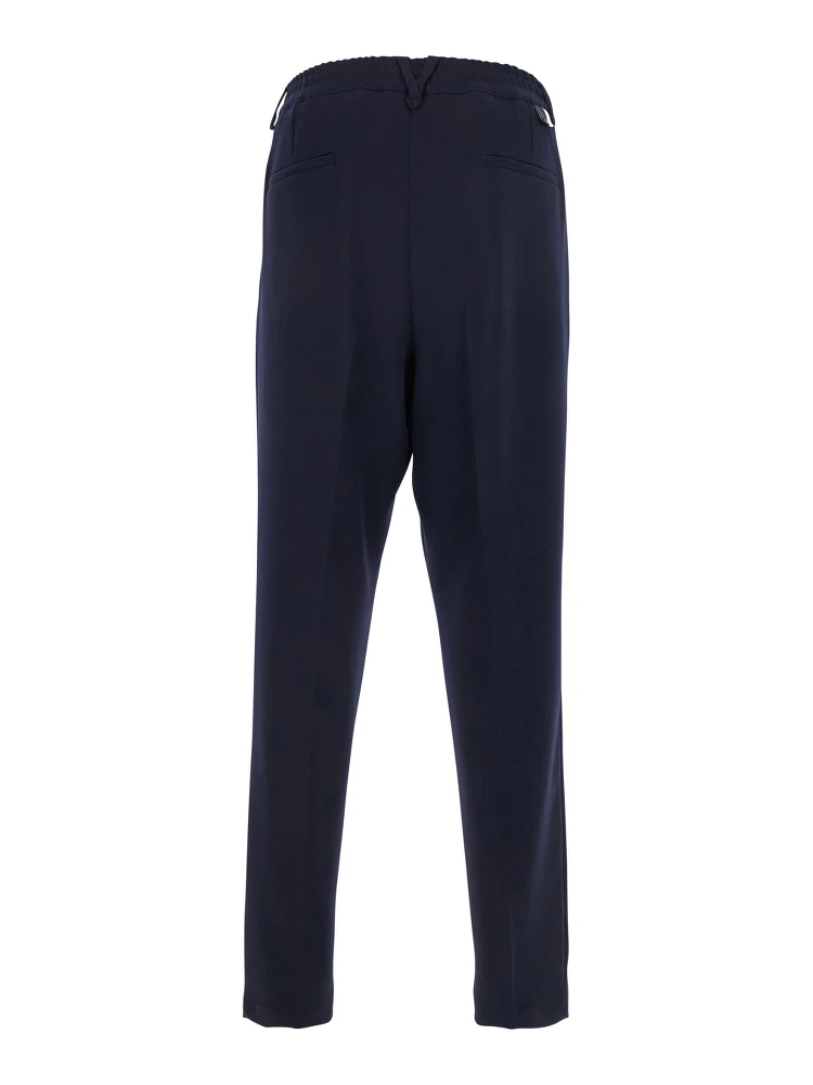 Blue Pants with Elastic Waist and Belt Loops in Cotton Man alternative