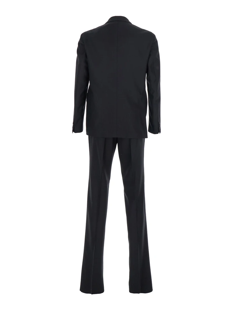 Black Single-Breasted Suit with Peak Revers in Wool Stretch Man alternative