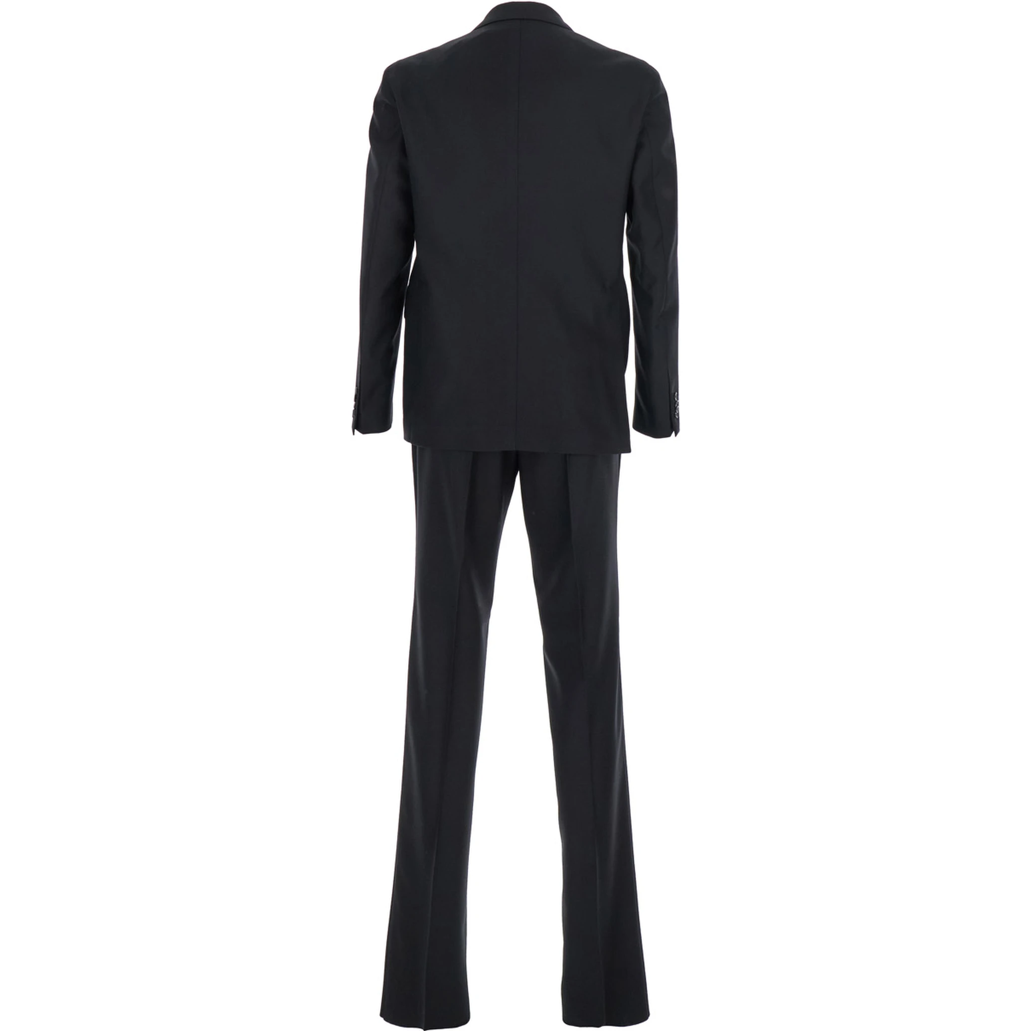 Black Single-Breasted Suit with Peak Revers in Wool Stretch Man