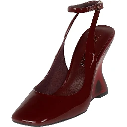 Favrile Bordeaux Wedges with Strap Closure and Square Toe in Leather Woman