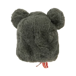 Grey Hat with Ear Detail and Striped Bow in Ecofur Boy