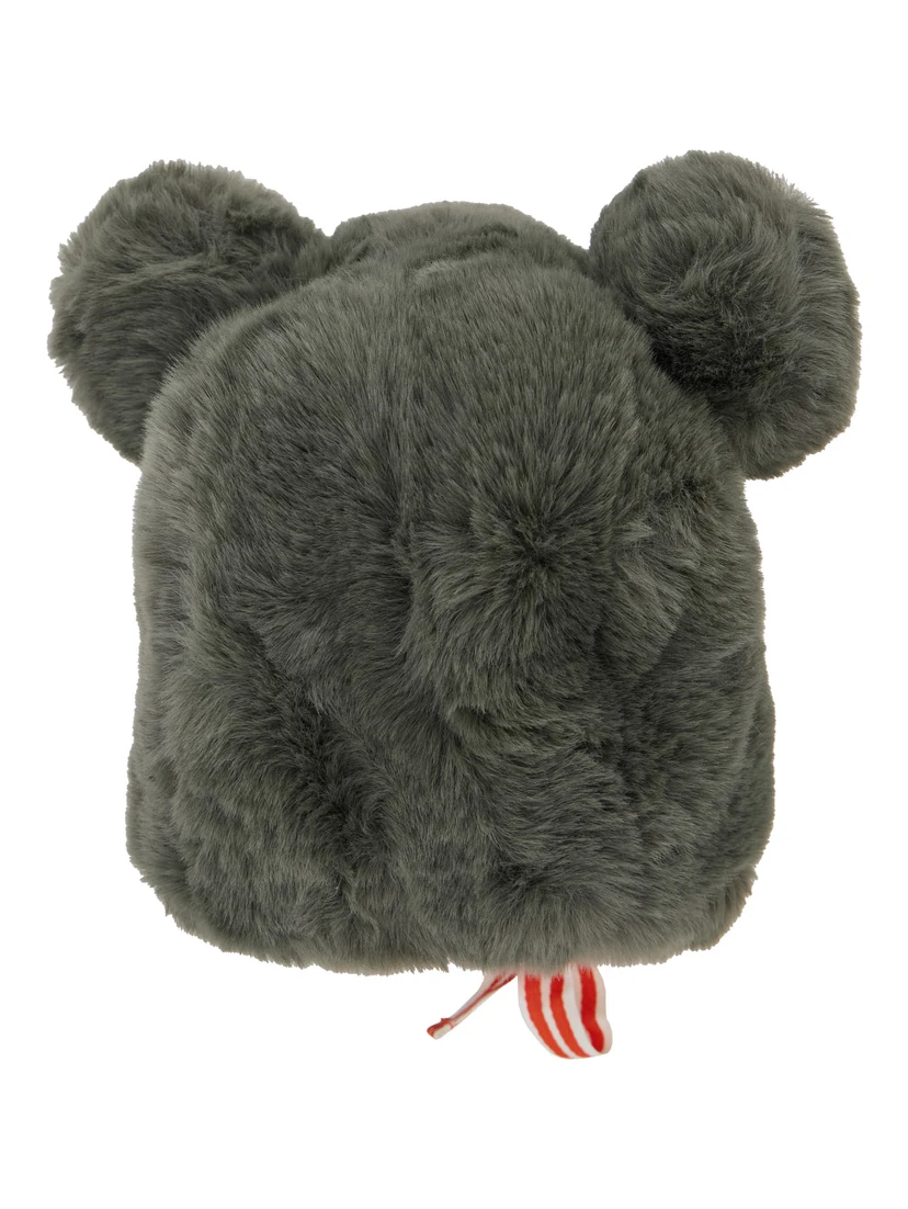 Grey Hat with Ear Detail and Striped Bow in Ecofur Boy
