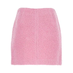 Pink Mini Skirt with Hidden Side Closure in Fabric Woman