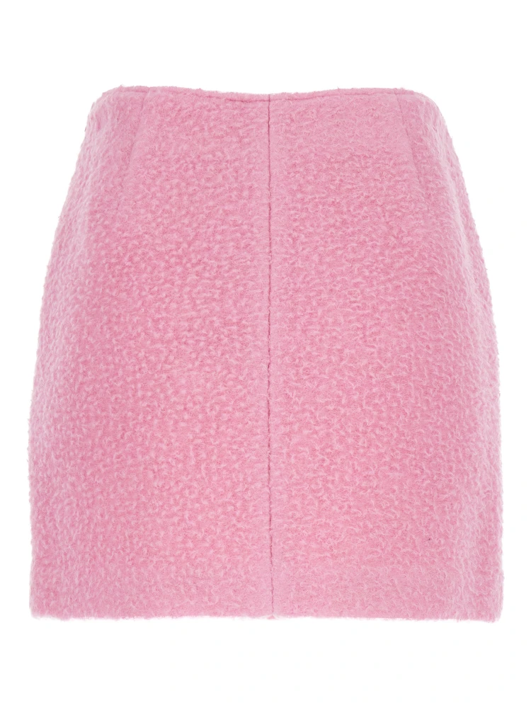 Pink Mini Skirt with Hidden Side Closure in Fabric Woman alternative