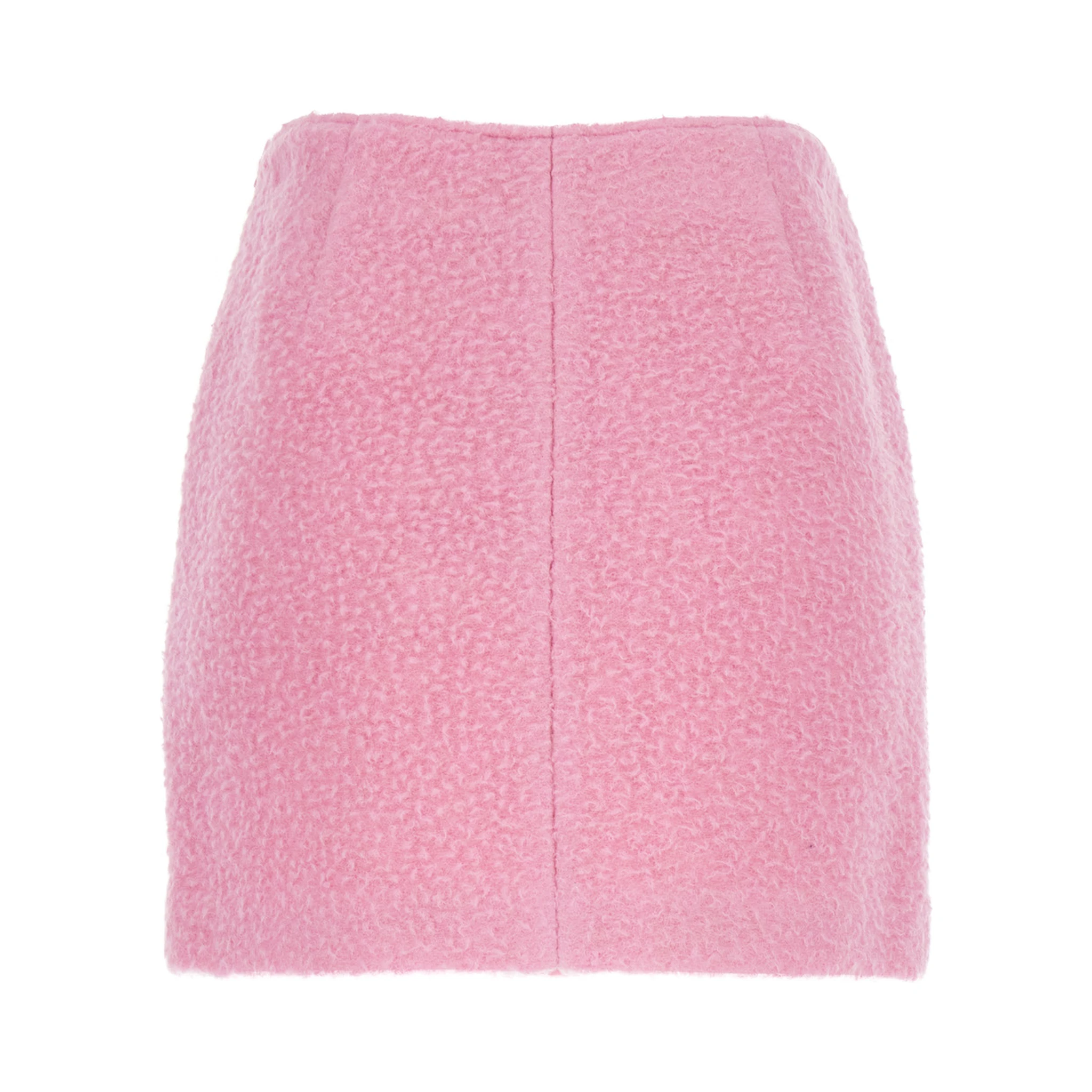 Pink Mini Skirt with Hidden Side Closure in Fabric Woman