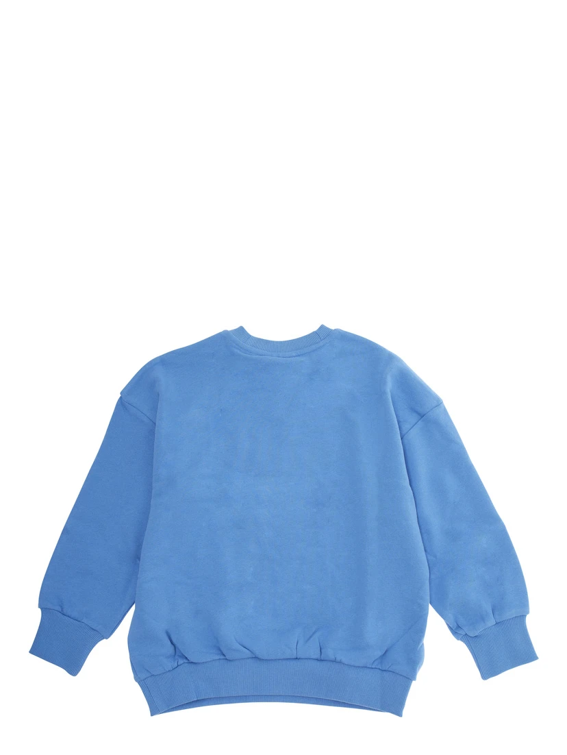 Light Blue Crewneck Sweatshirt with Print on the Front in Cotton Boy
