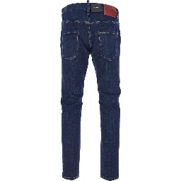 Blue Jeans with Belt Loops and Logo Patch on the Rear in Denim Man