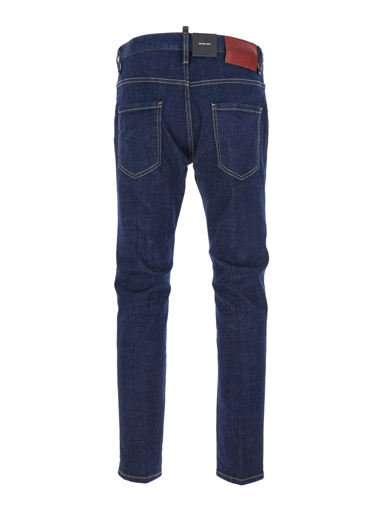 Blue Jeans with Belt Loops and Logo Patch on the Rear in Denim Man alternative