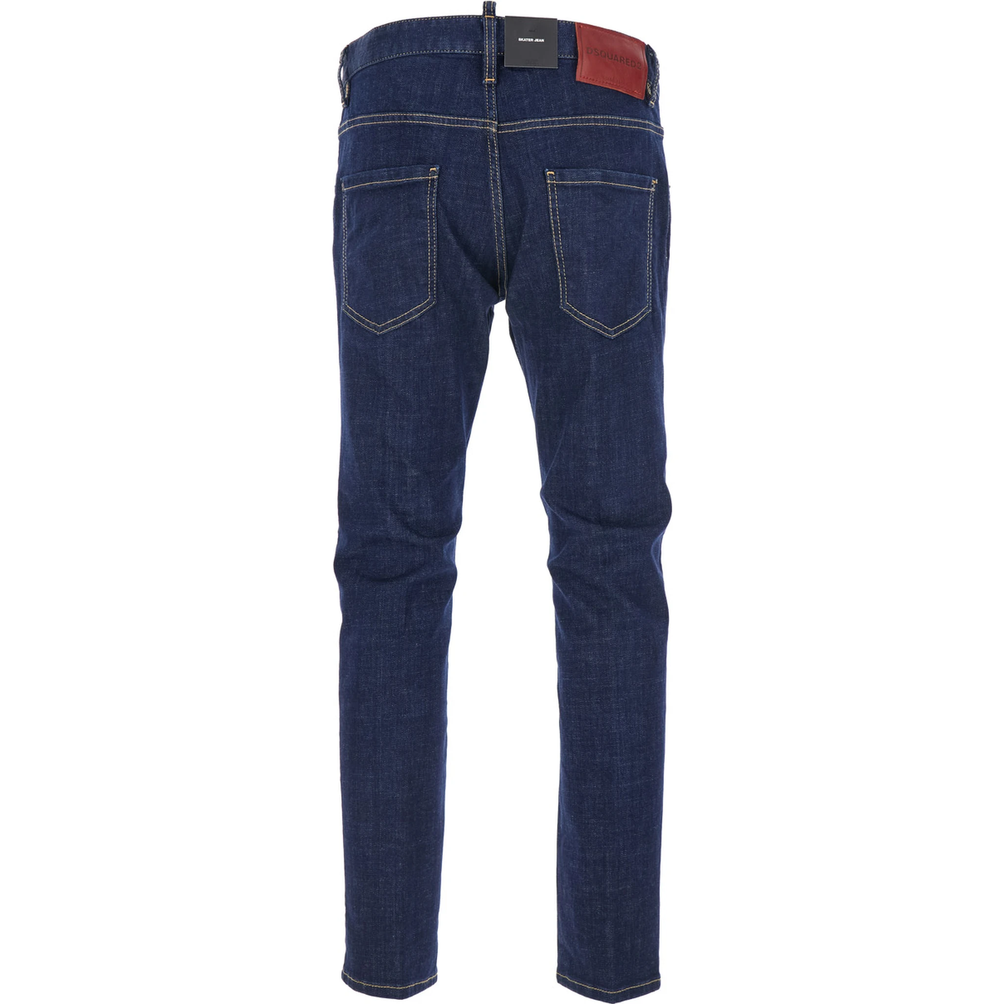 Blue Jeans with Belt Loops and Logo Patch on the Rear in Denim Man