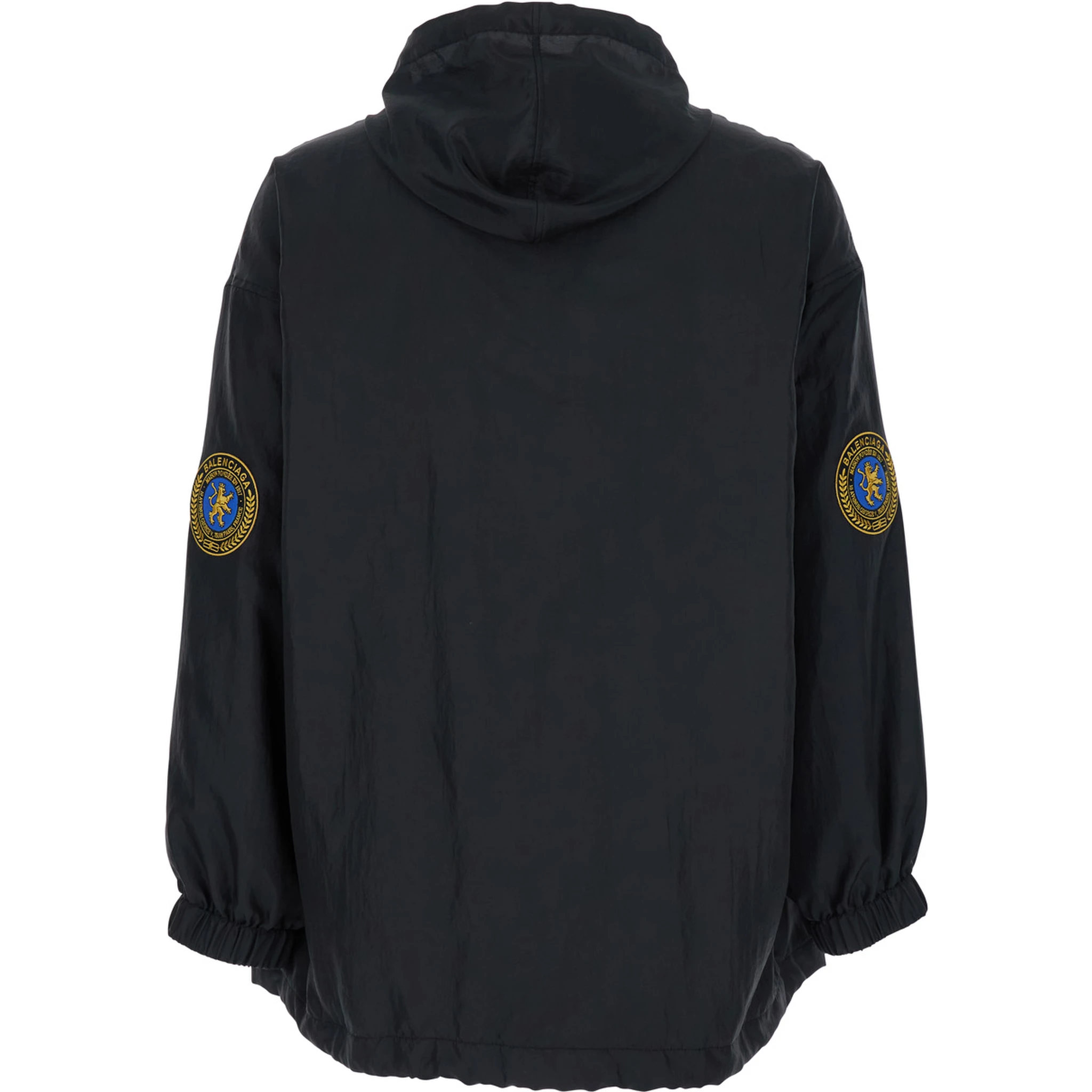 Black Jacket with Logo Lettering on the Front and Logo Patch on the Elbow in Tech Fabric Man