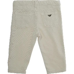 Beige Pants with Logo Embroidery on the Rear in Cotton Boy