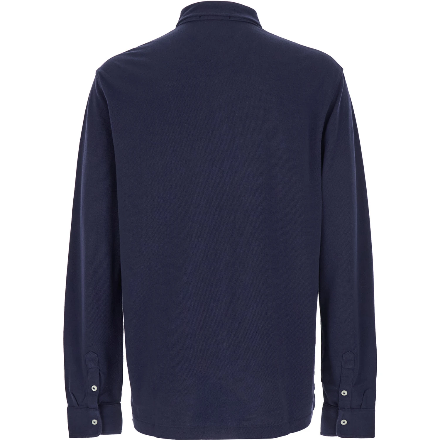 "Classic Fit" Blue Polo with Classic Collar and Embroidered Logo on the Front in Cotton Mesh Man