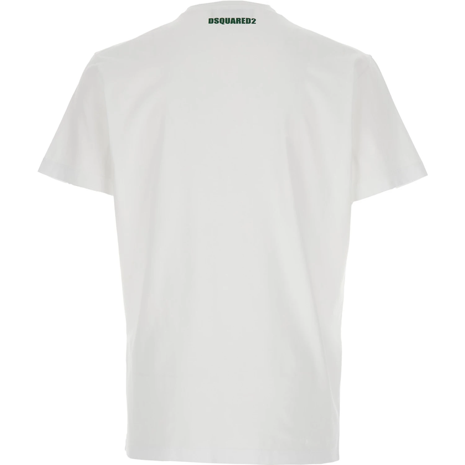 White Crewneck T-Shirt with Print on the Front and Logo Lettering on the Rear in Cotton Man