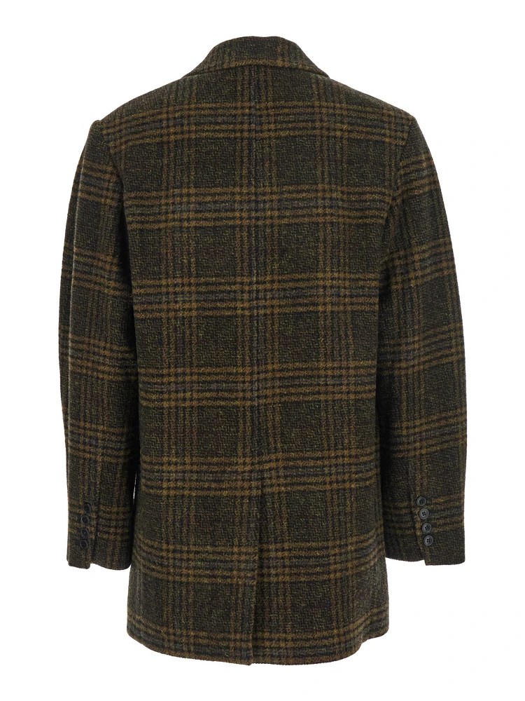 Gesina Green Single-Breasted Jacket with Notched Revers and All-Over Check Motif in Wool Woman alternative