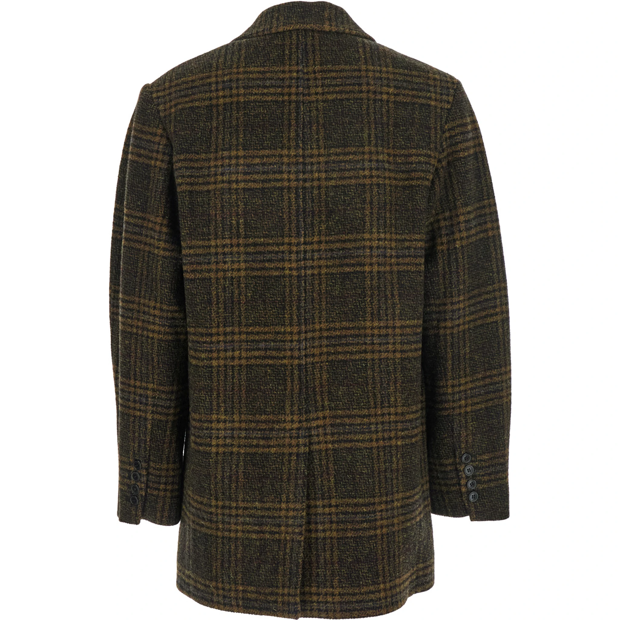 Gesina Green Single-Breasted Jacket with Notched Revers and All-Over Check Motif in Wool Woman