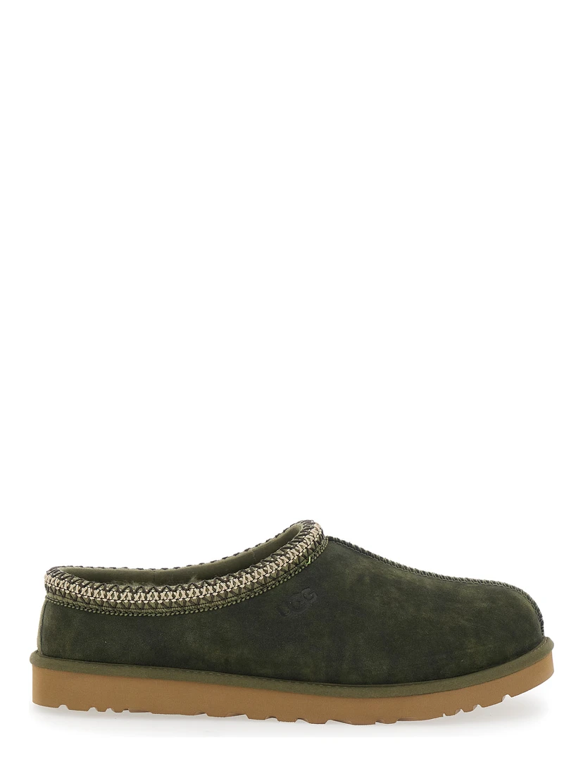 Tasman Green Mules with Shearling Lining in Suede Man