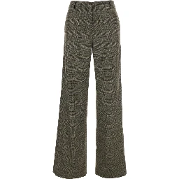 Brown Trousers  with Striped Motif in Wool Woman