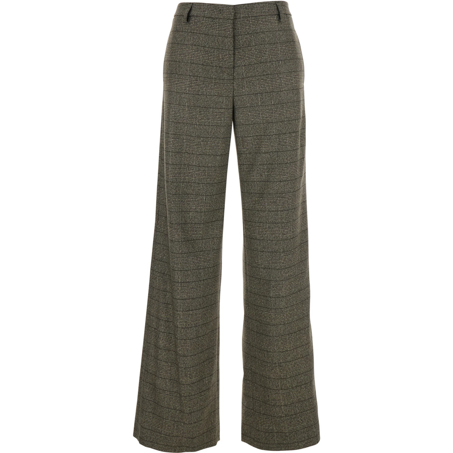 Brown Trousers  with Striped Motif in Wool Woman